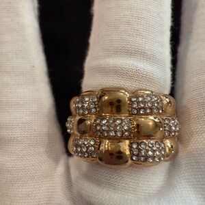 14K Gold Plated Sterling Silver CZ Brick Ring by Kiera